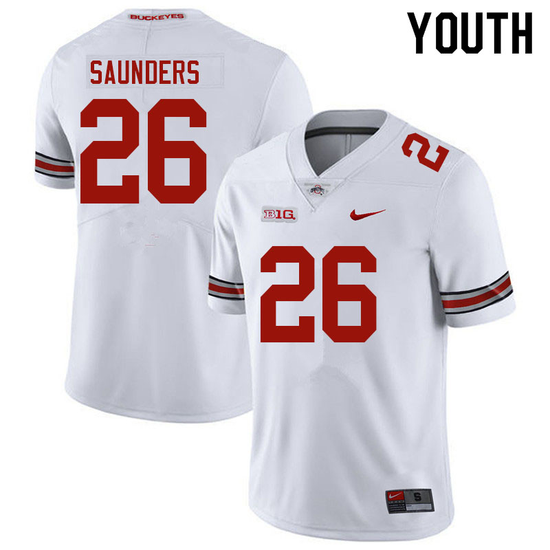 Ohio State Buckeyes Cayden Saunders Youth #26 White Authentic Stitched College Football Jersey